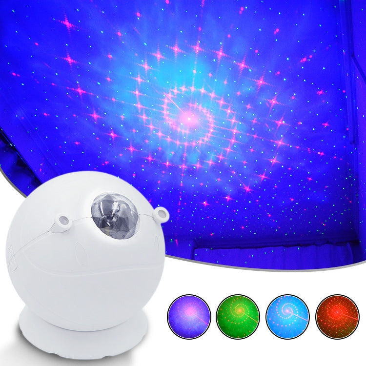 5W Type-C供電 遙控式籃球造型七彩星雲激光投影燈LED氛圍夜燈帶底座
