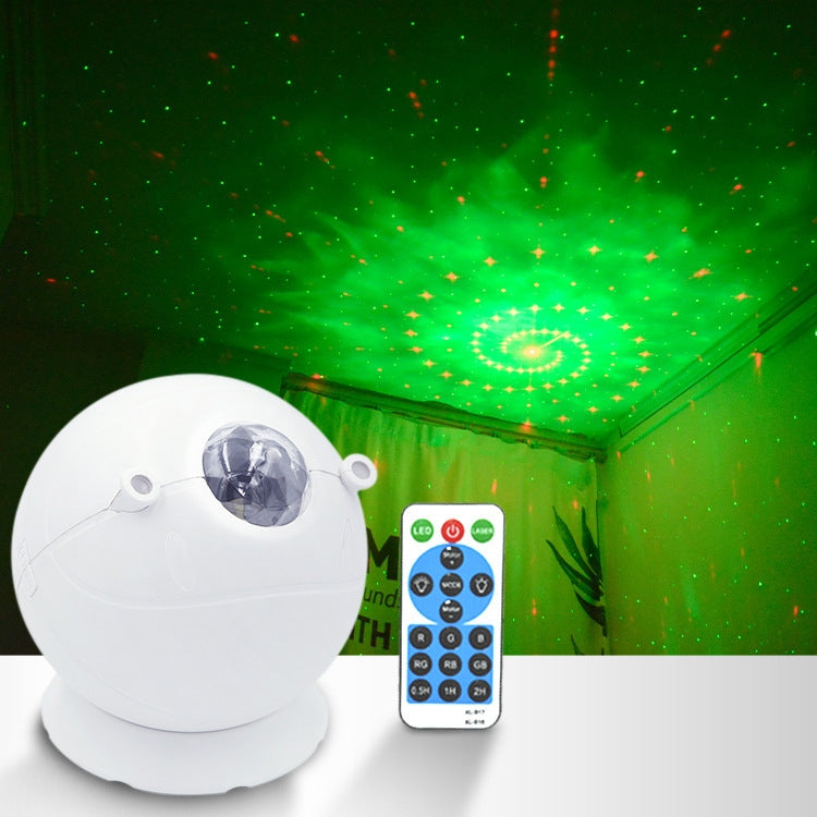 5W Type-C供電 遙控式籃球造型七彩星雲激光投影燈LED氛圍夜燈帶底座