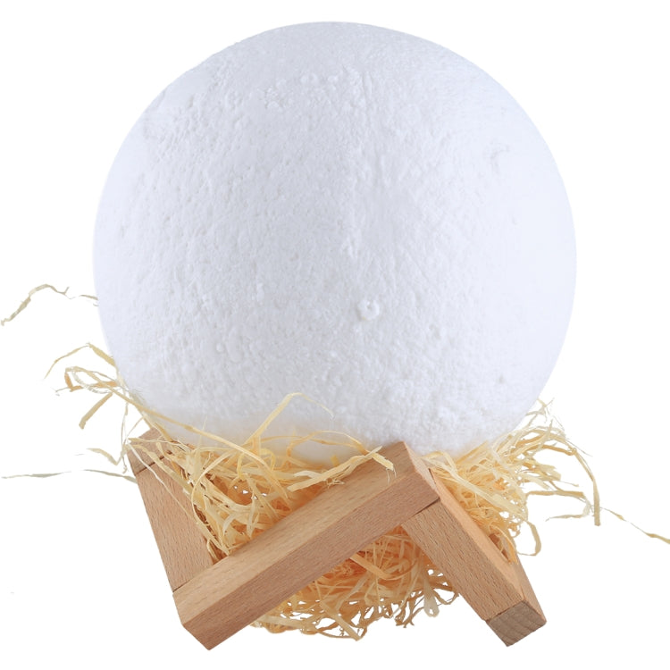 觸摸款 3D打印月球小夜燈節能燈 帶木質支架底座&遙控器 USB充電 16色變化 直徑：15cm