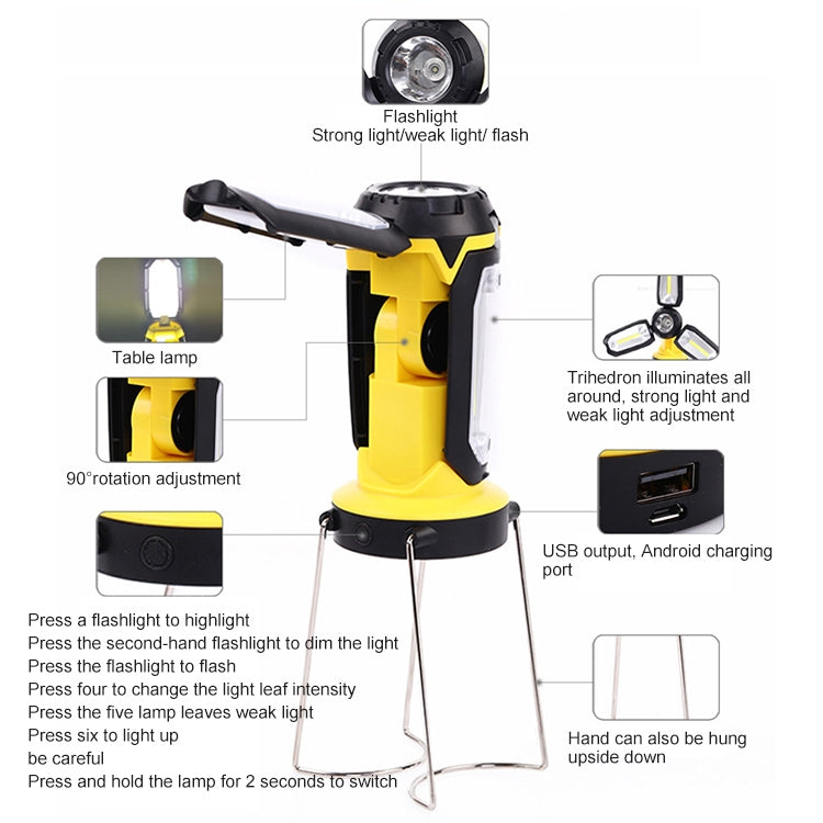 多功能USB充電 野營燈戶外帳篷手提燈手電筒檯燈