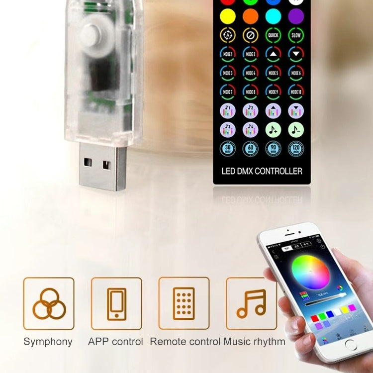 聖誕裝飾USB幻彩銅線燈串 藍牙手機APP控制，長度：10米100燈