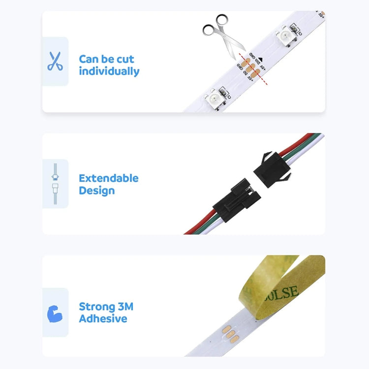 WS2812B 5V 5050 幻彩燈帶 30 LED/m, 1米裸板