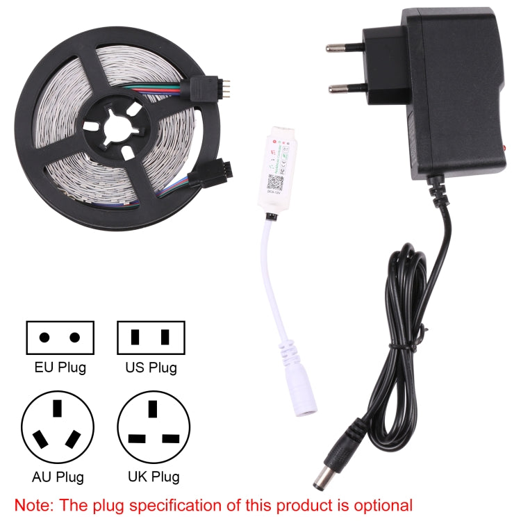 5米裸板RGB LED燈條,60 LED/M, 2835 SMD 智能藍牙APP控制12V 2A 100-240V