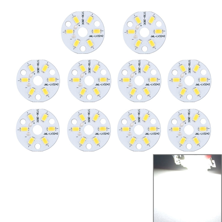 10個裝 3W 6LEDs SMD5730貼片 鋁基燈板 直徑：32毫米