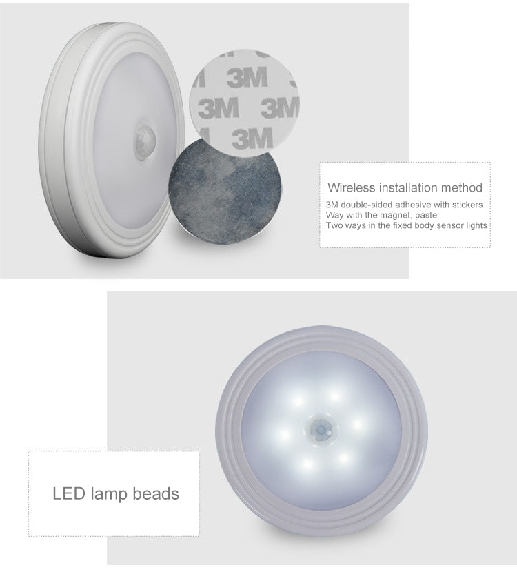 0.3W 6 LEDs 30 LM SMD-3528貼片 圓形LED紅外人體感應燈/櫥櫃衣櫃感應燈