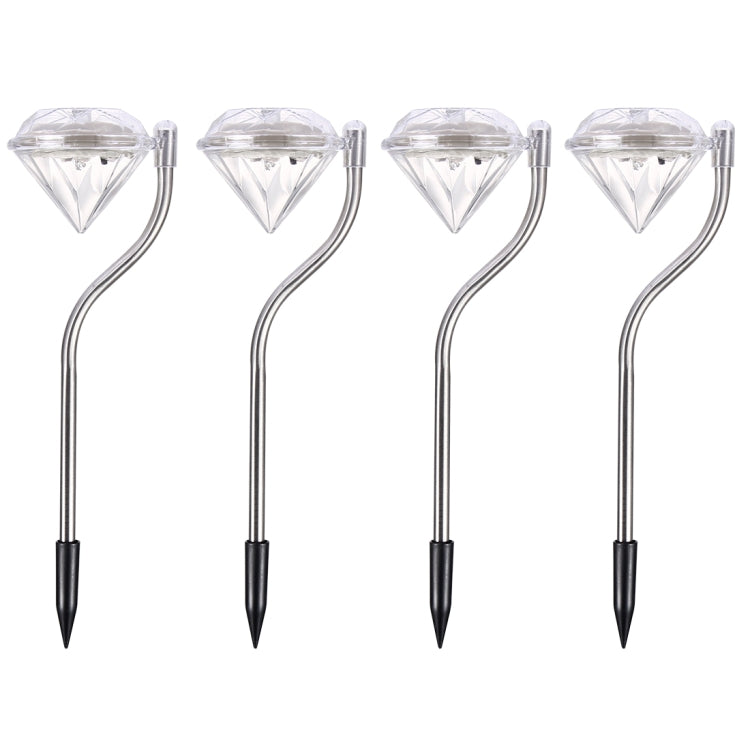 A108 4個裝 LED太陽能鑽石燈戶外院燈草坪燈插地燈 顏色隨機發貨