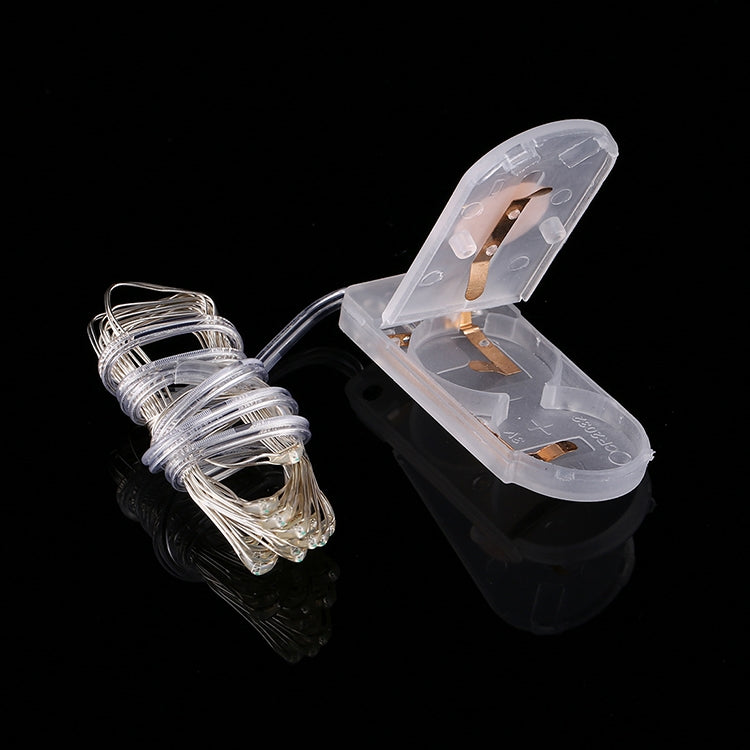 2m 20顆SMD 0603燈珠 IP65防水CR2032紐扣電池供電銀色銅線燈