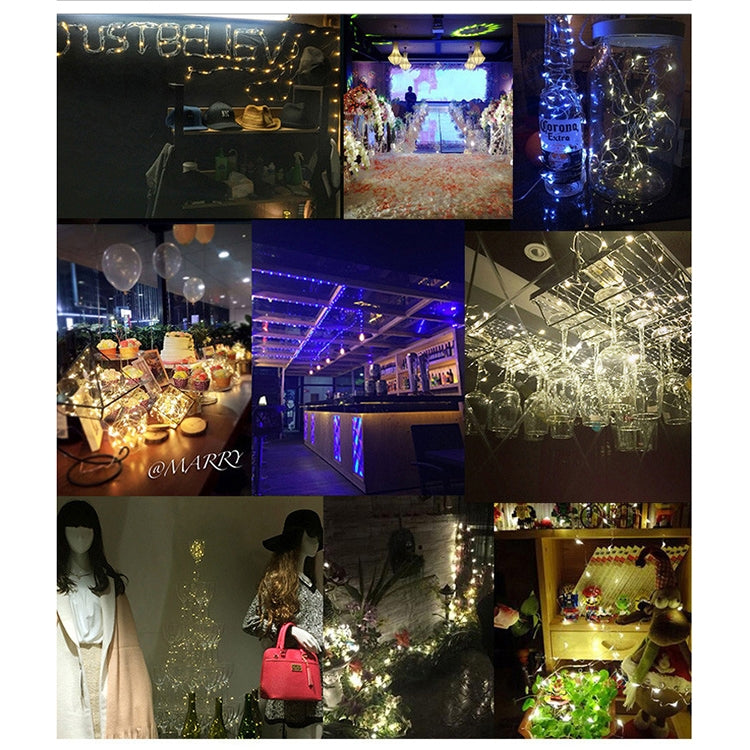 2m 20顆SMD 0603燈珠 IP65防水CR2032紐扣電池供電銀色銅線燈