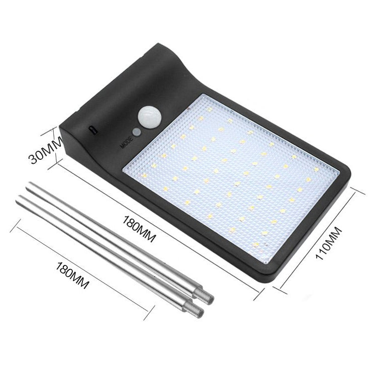 3.8W 48 Two-color LEDs Outdoor Waterproof Solar Wall Light Sensor Garden Light Street Light with Pole, Luminous Flux: 450lm