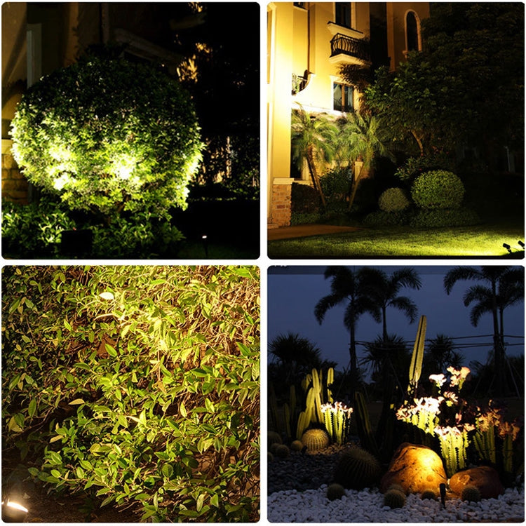 3W 一拖三款 太陽能射燈戶外IP65防水光控感應插地草坪燈，光通量：300-400lm