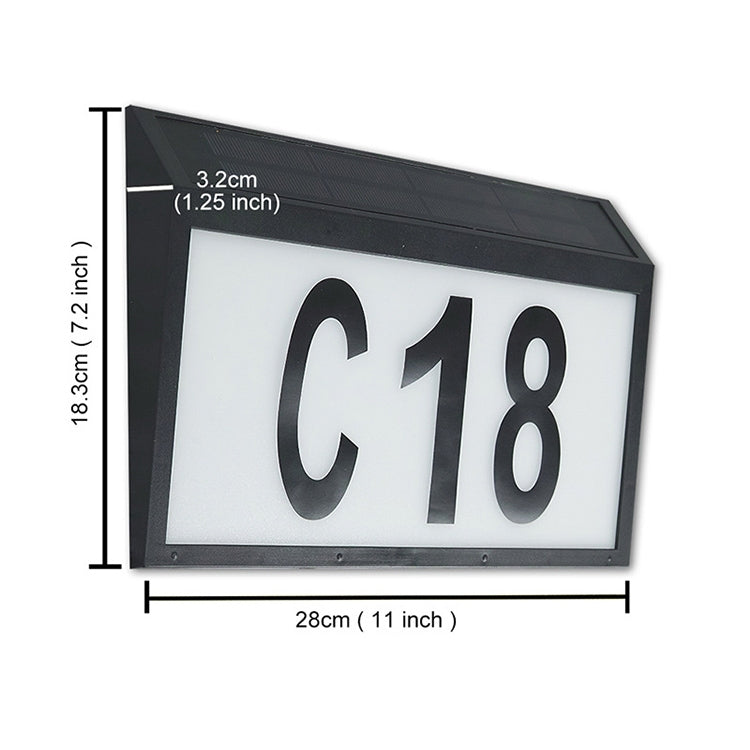 2W 10顆LEDs 壁掛式防水太陽能数字門牌燈LED光控地址指示號，色溫：6000K