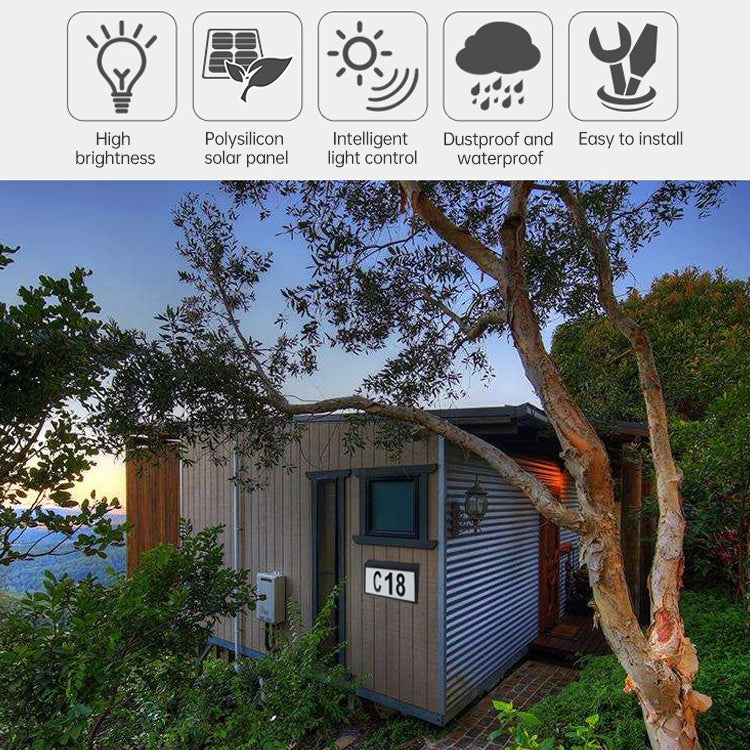 2W 10顆LEDs 壁掛式防水太陽能数字門牌燈LED光控地址指示號，色溫：6000K