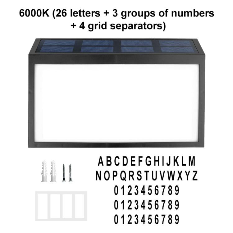 2W 10顆LEDs 壁掛式防水太陽能数字門牌燈LED光控地址指示號，色溫：6000K
