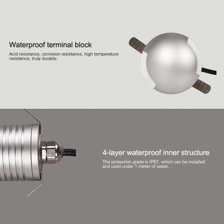 3W LED嵌入式偏光地埋燈 龜殼燈戶外庭院花園草坪燈 IP67防水，正白4000K Q2雙向發光