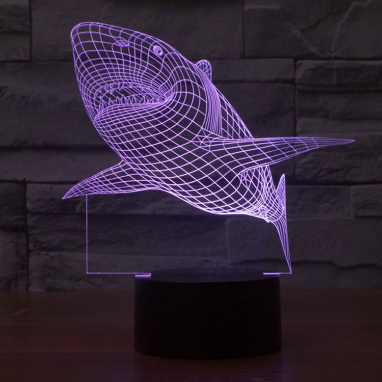 鯊魚款3D燈 七彩漸變觸控三維立體燈/檯燈/小夜燈