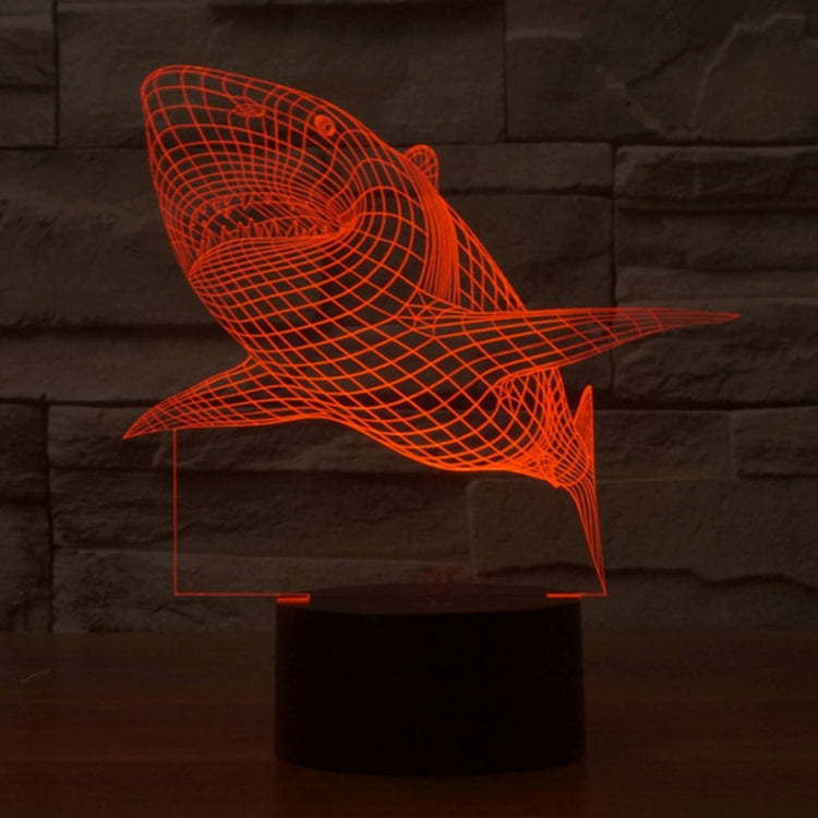 鯊魚款3D燈 七彩漸變觸控三維立體燈/檯燈/小夜燈