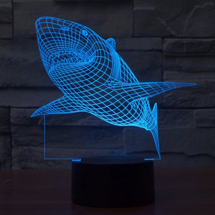 鯊魚款3D燈 七彩漸變觸控三維立體燈/檯燈/小夜燈