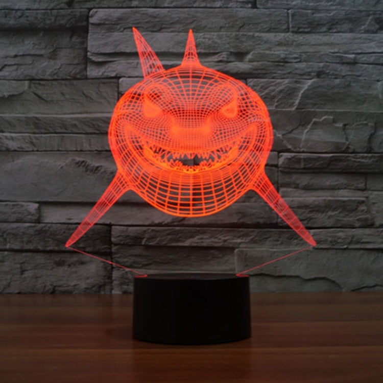正臉鯊魚款3D燈 七彩漸變觸控三維立體燈/檯燈/小夜燈