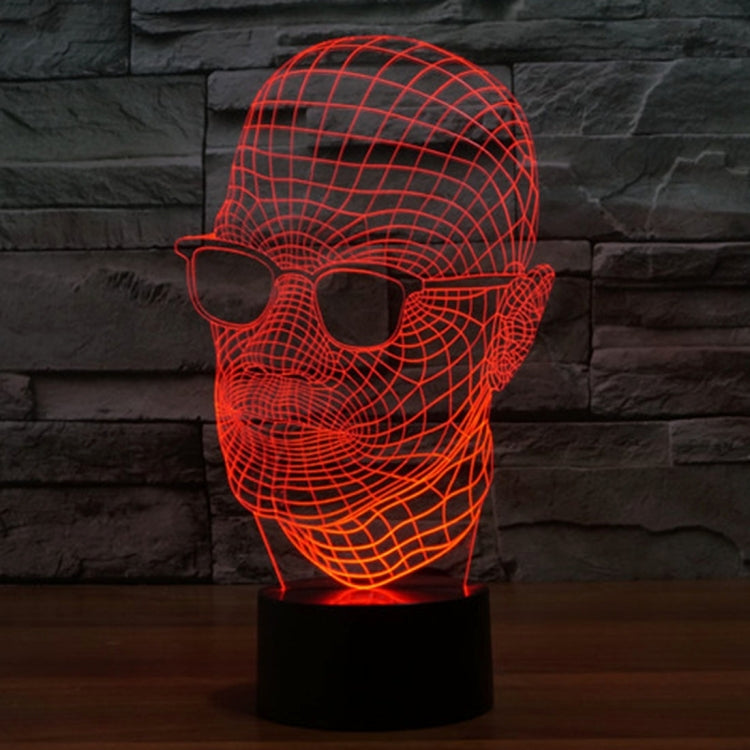 戴眼鏡的男人款3D燈 七彩漸變觸控三維立體燈/檯燈/小夜燈