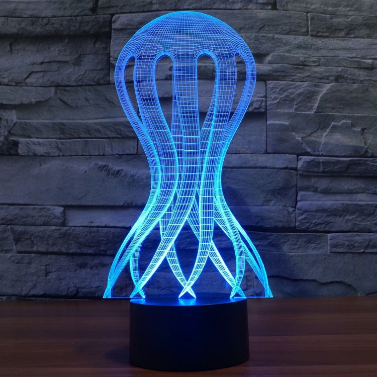 水母款3D燈 七彩漸變觸控三維立體燈/檯燈/小夜燈
