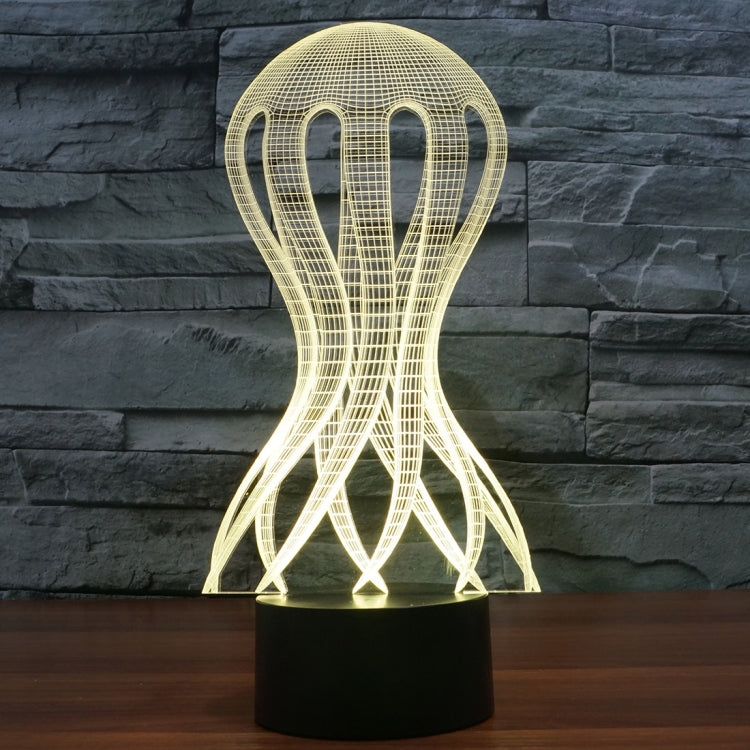 水母款3D燈 七彩漸變觸控三維立體燈/檯燈/小夜燈