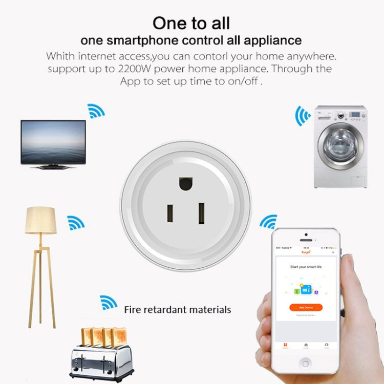 10A WiFi圓形智能插座 語音定時插座 AC 100-240V 美規