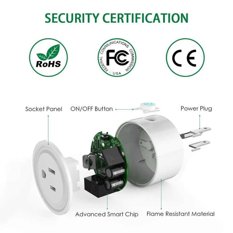 10A WiFi圓形智能插座 語音定時插座 AC 100-240V 美規