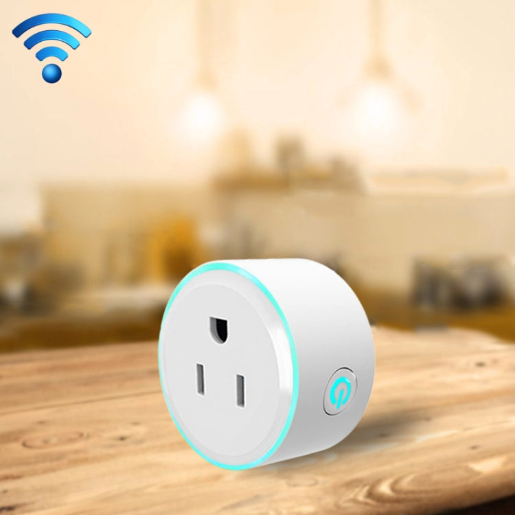 10A WiFi圓形智能插座 語音定時插座 帶幻彩呼吸燈 支持Alexa & Google Home語音 AC 100-240V 美規