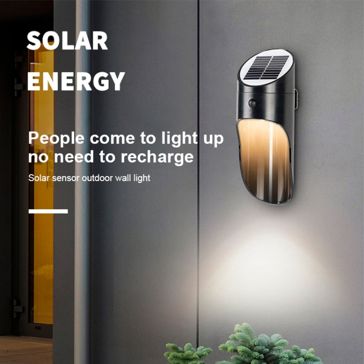 太陽能戶外LED感應壁燈小夜燈雷達人體感應照明燈，白光