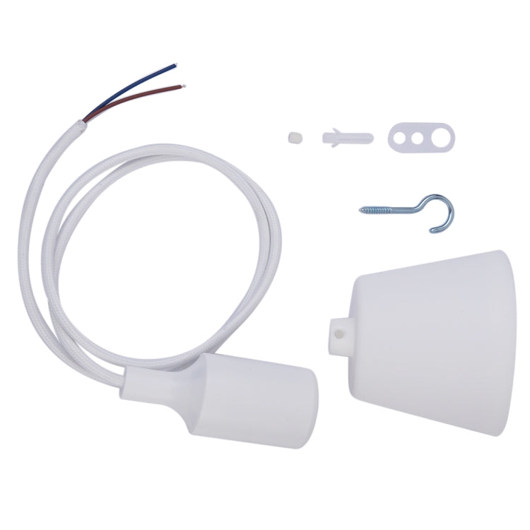 E27燈座吊線 吊燈燈座燈泡底座電源線 帶燈罩，線長：1米