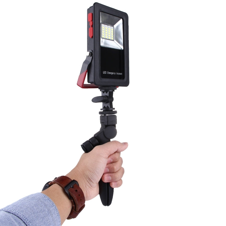 30W 24LEDs SMD5730 2400流明 6000-6500K IP65防水 LED紅藍閃警示投光燈 充電便攜式投光燈 帶支架