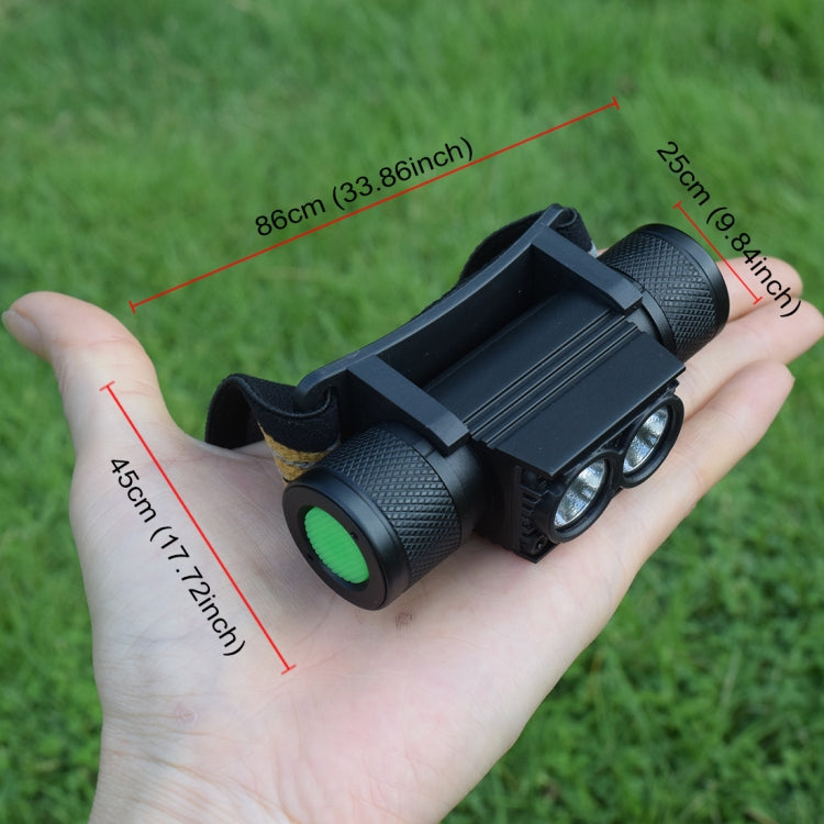 D25 10瓦 2顆XML-2燈珠 2400流明 USB充電 可調節LED雙頭頭燈