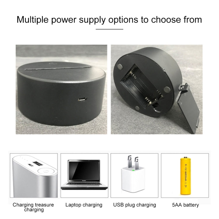 DC01 裂紋底座自行車創意3D七彩LED小夜燈裝飾燈, 遙控款