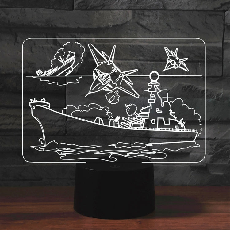 飛機群造型 3D七彩LED視覺燈檯燈，USB電池兩用款