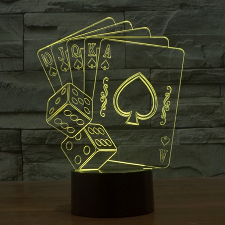 撲克牌3D燈 七彩漸變觸控三維立體燈/檯燈/小夜燈