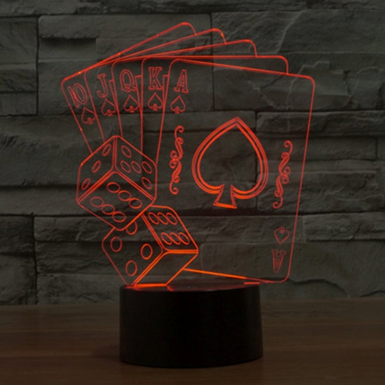 撲克牌3D燈 七彩漸變觸控三維立體燈/檯燈/小夜燈