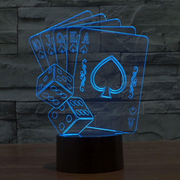 撲克牌3D燈 七彩漸變觸控三維立體燈/檯燈/小夜燈