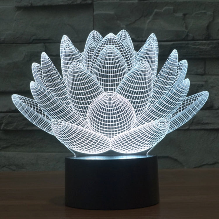 蓮花款3D燈 七彩漸變觸控三維立體燈/檯燈/小夜燈