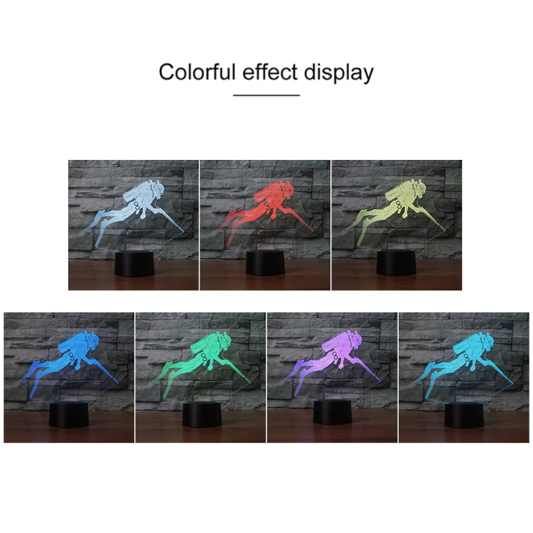 潜水黑色底座創意3D立體LED裝飾夜燈,USB電池兩用款