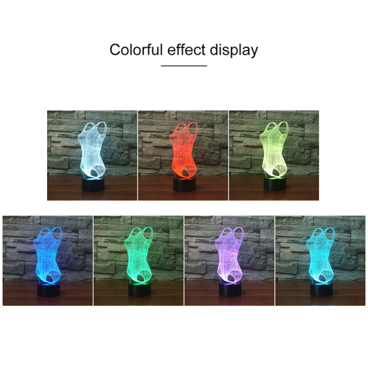 泳衣黑色底座創意3D立體LED裝飾夜燈,充電觸摸款