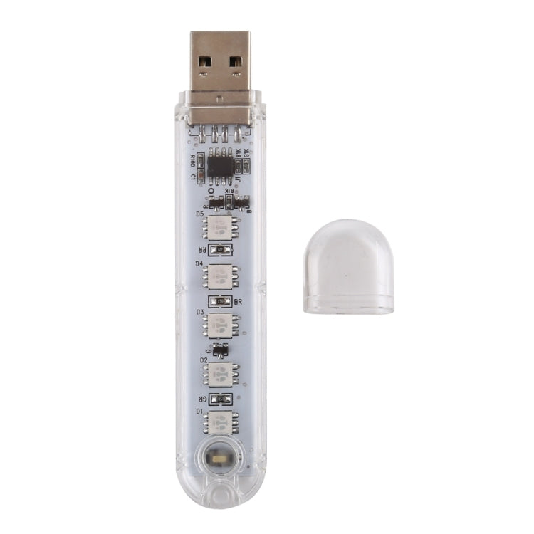 5V 七彩5燈 USB LED燈便攜小夜燈帶開關