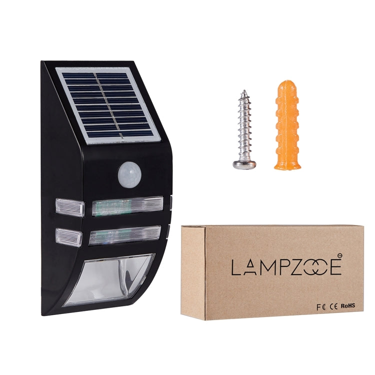 LAMPZOOE CL-102 0.2W 80LM 6000-6500K PIR智能人體感應太陽能壁燈戶外燈 帶5V 0.5W太陽能面板 白光