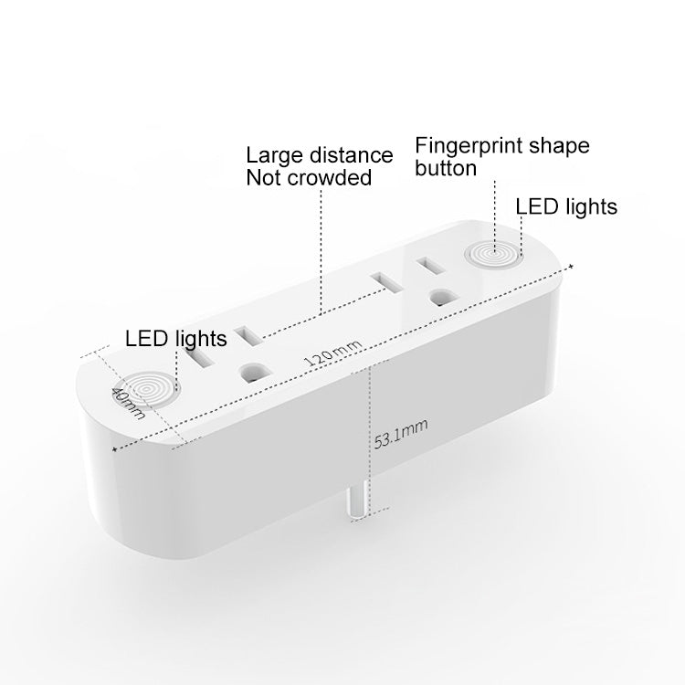 XS-A23 15A WiFi一拖二雙插智能插座 支持Alexa&Google Home語音控制&IFTTT AC 100-240V 美規