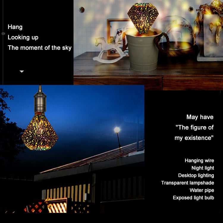 95平鑽 E27 4W 3D煙花燈 48顆SMD2835燈珠 IP65防水 暖白光 AC 85-265V