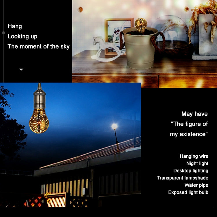 A60 E27 4W 3D煙花燈 48顆SMD2835燈珠 IP65防水 暖白光 AC 85-265V