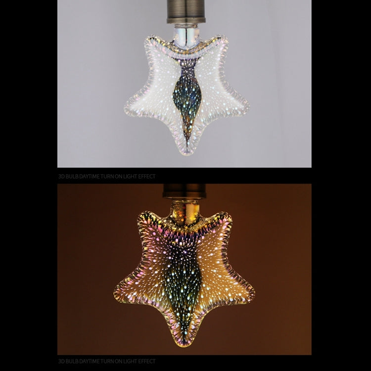 五角星 E27 4W 3D煙花燈 48顆SMD2835燈珠 IP65防水 暖白光 AC 85-265V