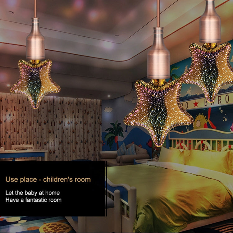 五角星 E27 4W 3D煙花燈 48顆SMD2835燈珠 IP65防水 暖白光 AC 85-265V