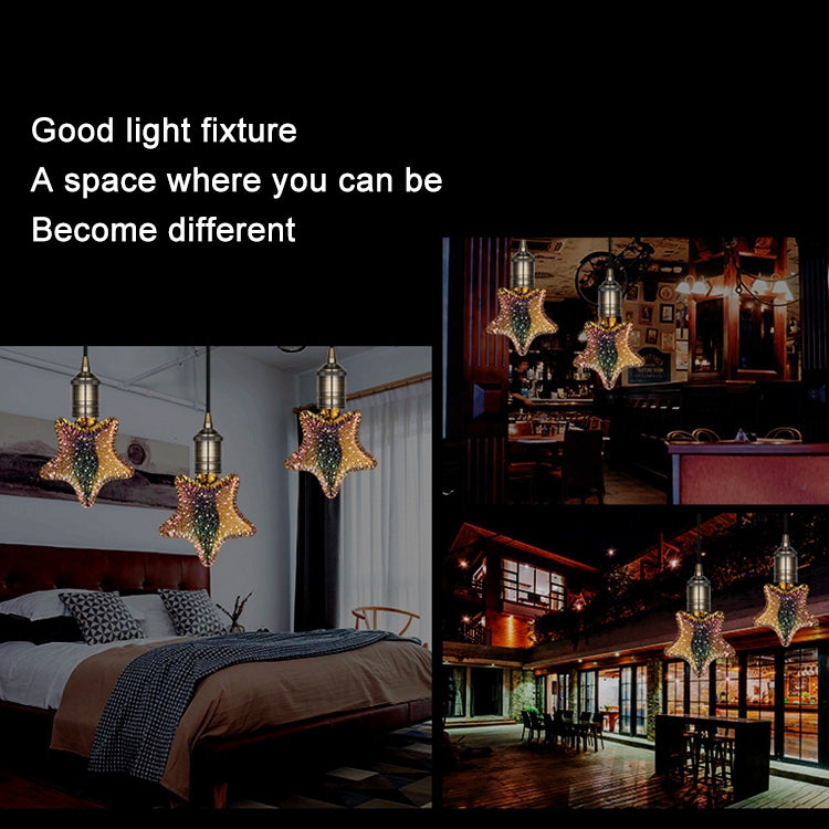 五角星 E27 4W 3D煙花燈 48顆SMD2835燈珠 IP65防水 暖白光 AC 85-265V