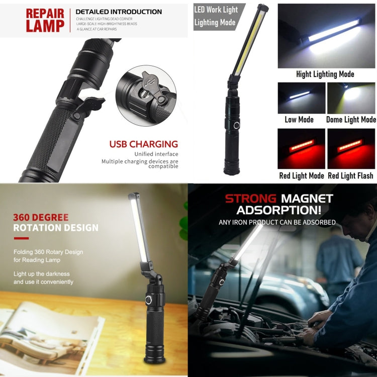 W553 280LM USB充電可摺疊移動手持式工作應急燈，尺寸：16.5 x 3.8cm