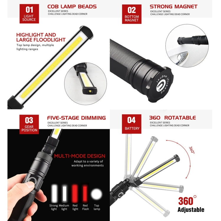 W552 280LM USB充電可摺疊移動手持式工作應急燈，尺寸：13.5 x 3.8cm